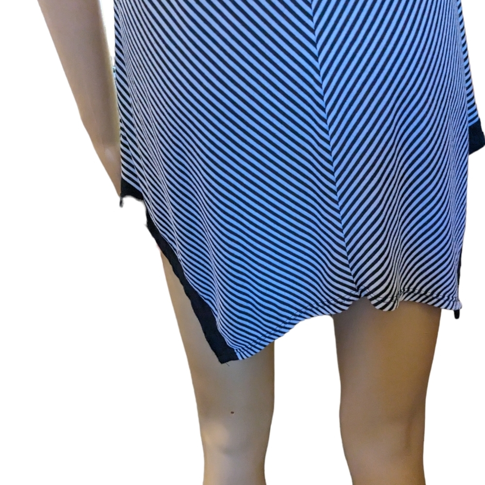 FROXX black & white diagonally striped asymmetrical spaghetti strap tank top. - Picture 9 of 12